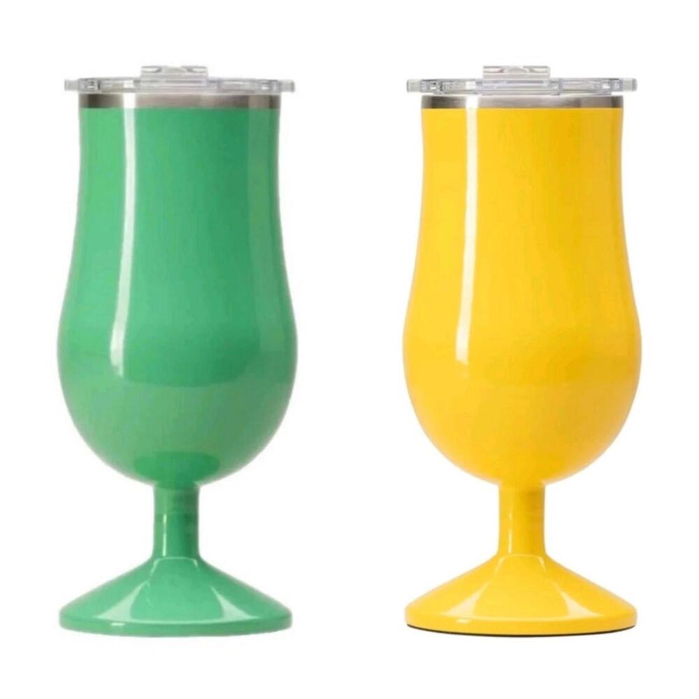 ORCA Poco Jade & Sunflower 17 oz Insulated Stainless Steel Cocktail Cups W/ Lids